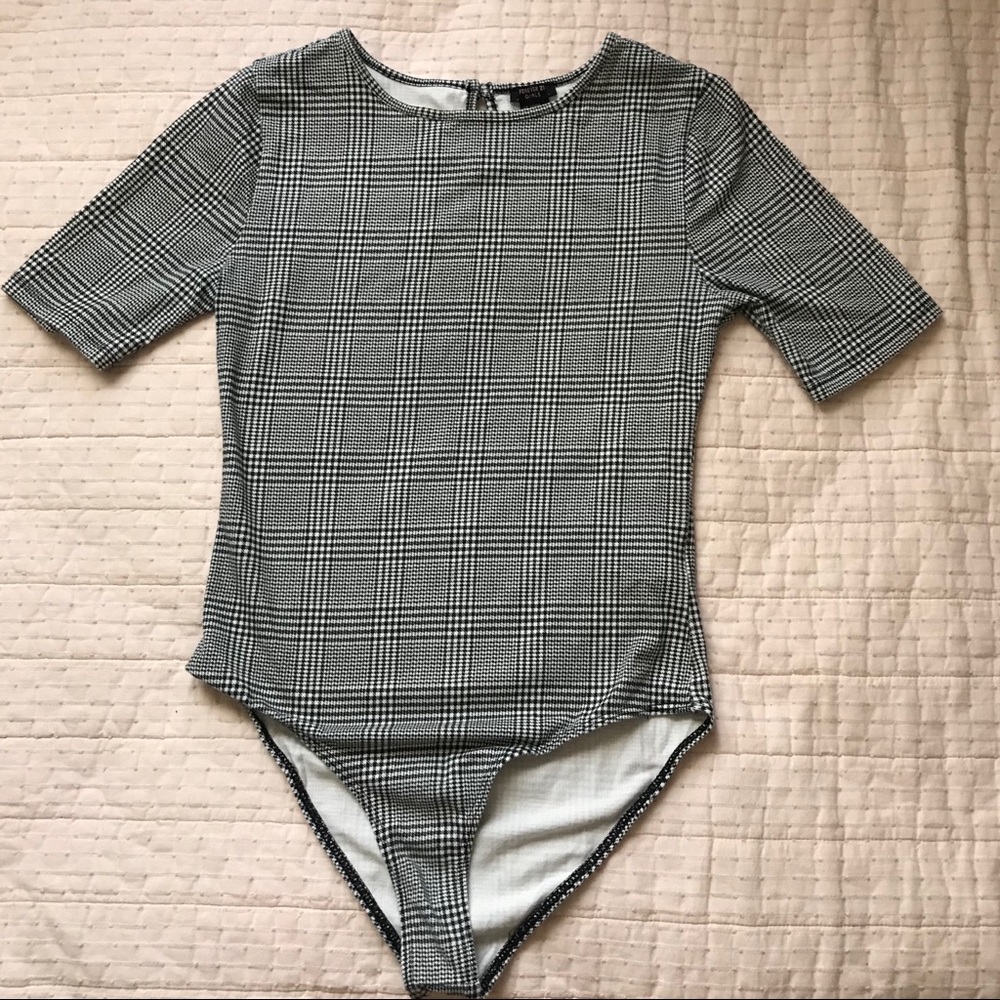 Forever21 girls plaid print bodysuit